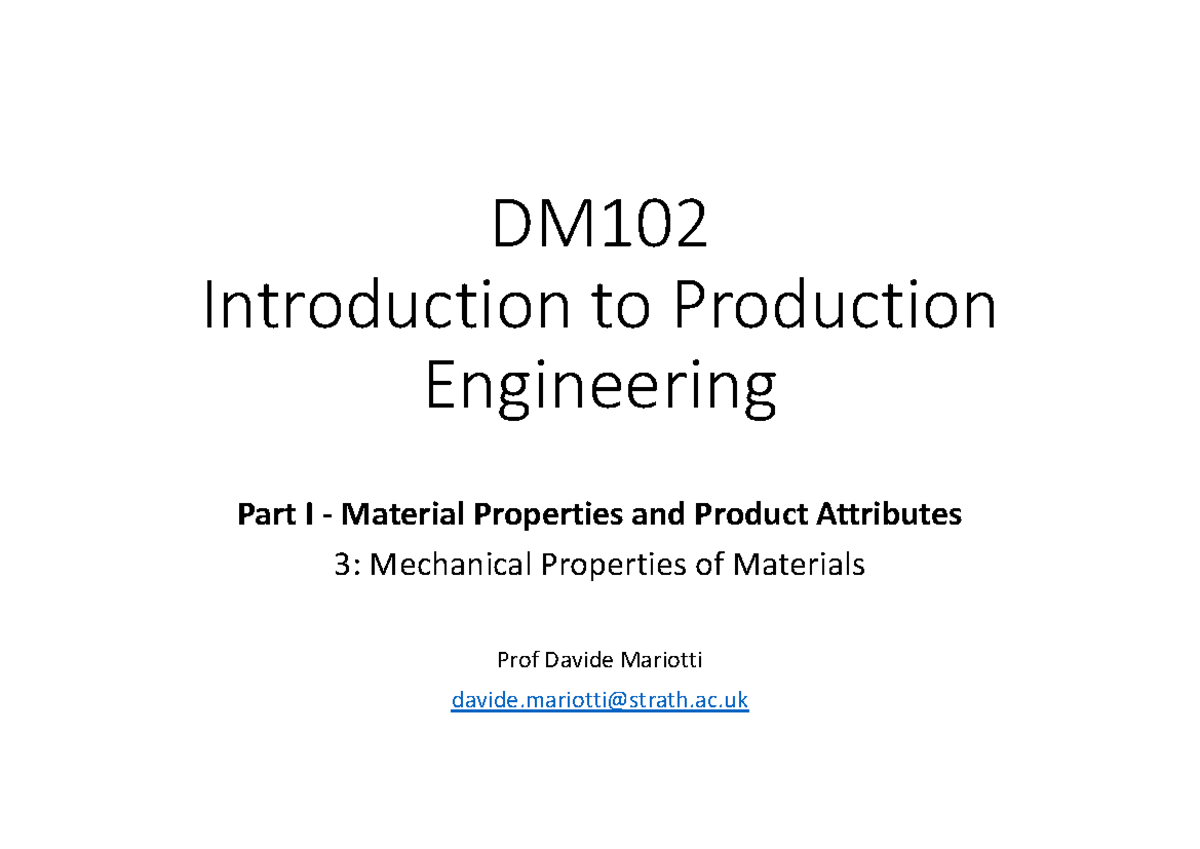 DM102 Final Exam Notes: Mechanical Properties of Materials - Studocu
