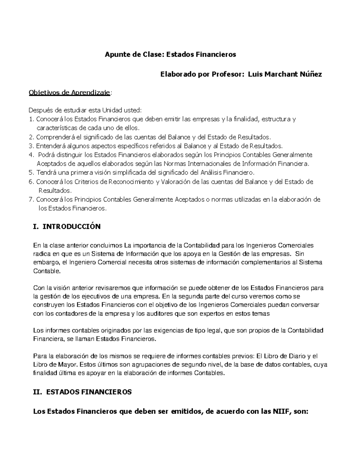 Apunte de Clase: Estados Financieros 1° 2024 - Análisis y Estructura ...
