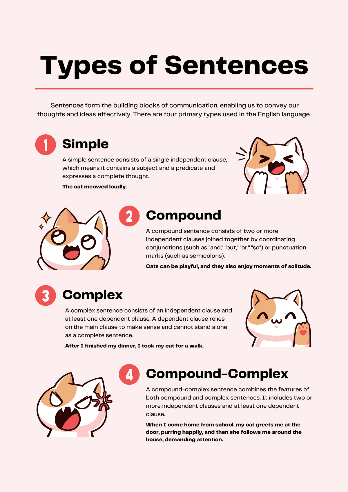 Types of Sentences - English 101 Worksheet on Sentence Structures - Studocu