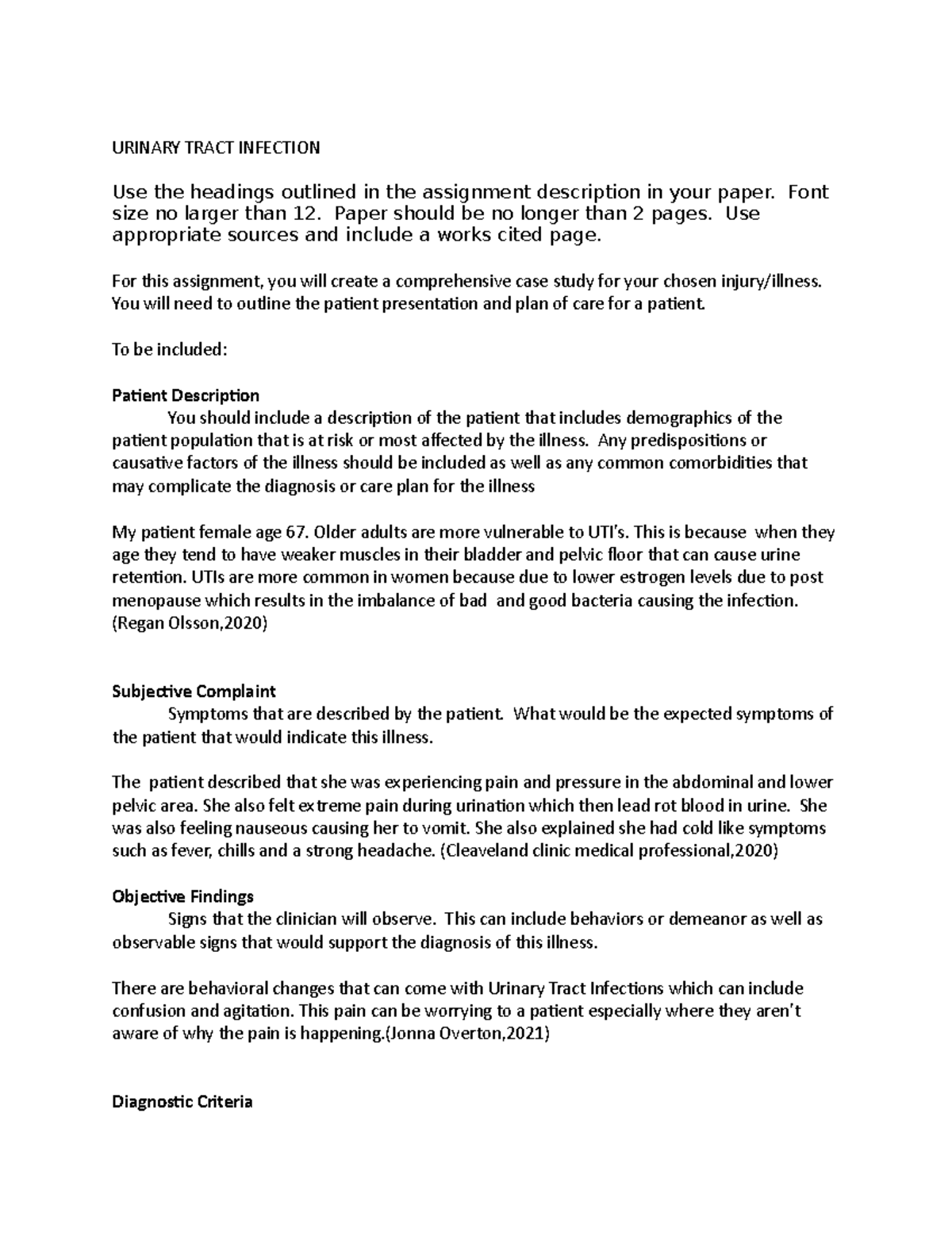 Case Study: Urinary Tract Infection in an Older Adult Patient - Studocu