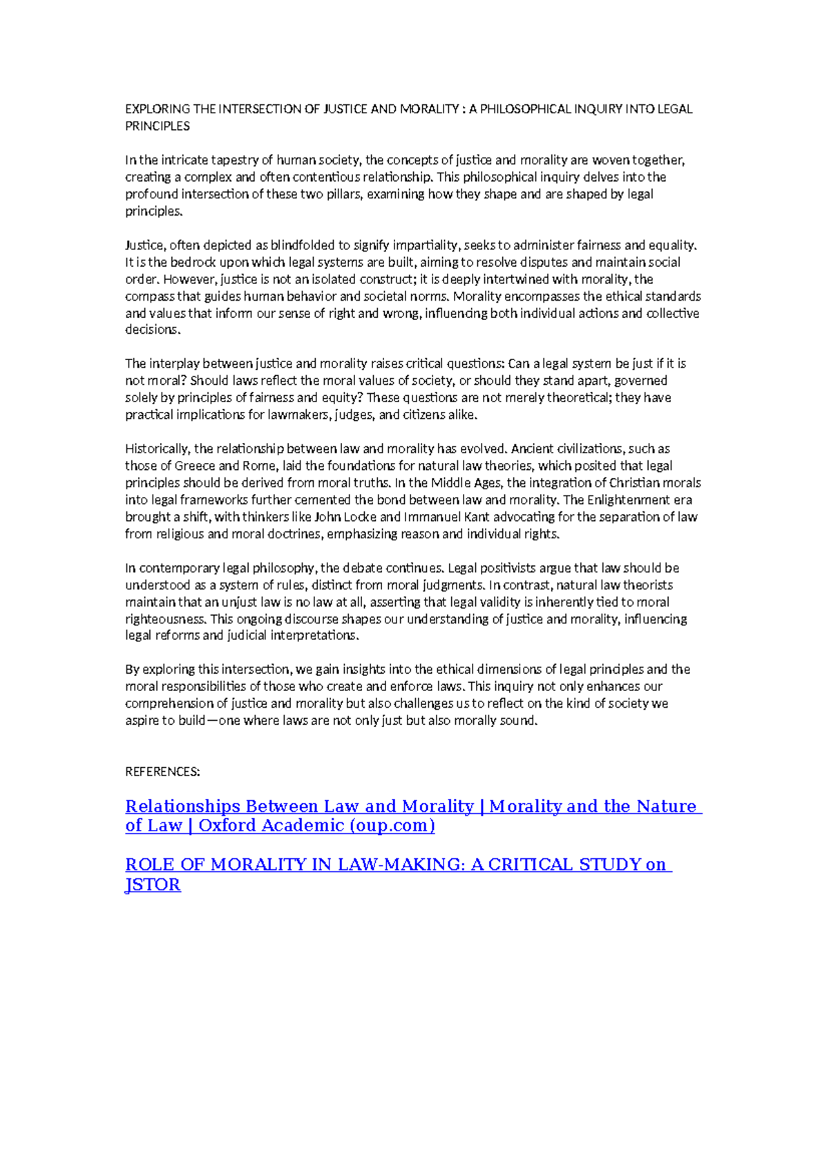 Exploring THE Intersection OF Justice AND Morality - EXPLORING THE ...