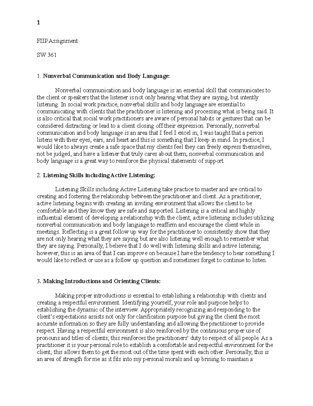 SW 361 FIIP Assignment - 1 FIIP Assignment SW 361 Nonverbal ...