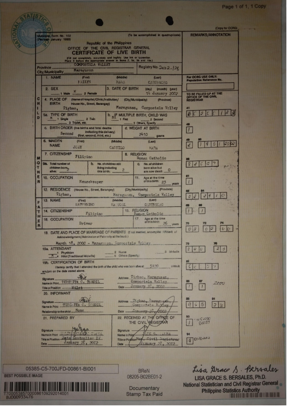 BC - note - Page 1 of 1, 1 Copy (Copy for OCRG) Municipal (Revised Form ...