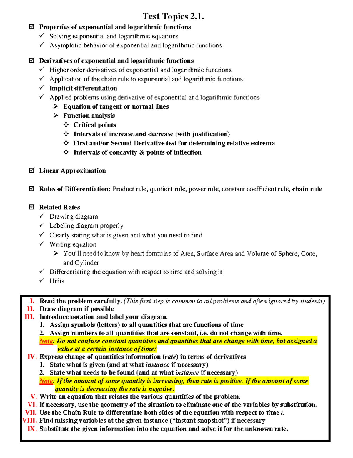 MATH 201: Exponential & Logarithmic Functions Exam Review Guide - Studocu
