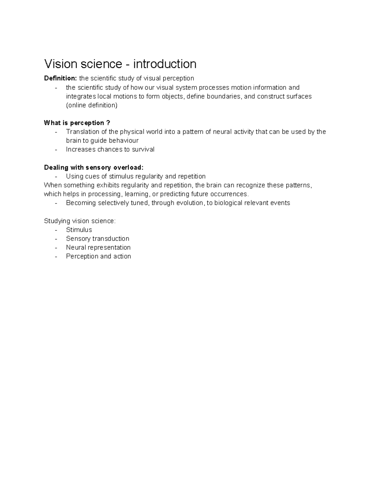 Introduction to vision science - Vision science - introduction ...