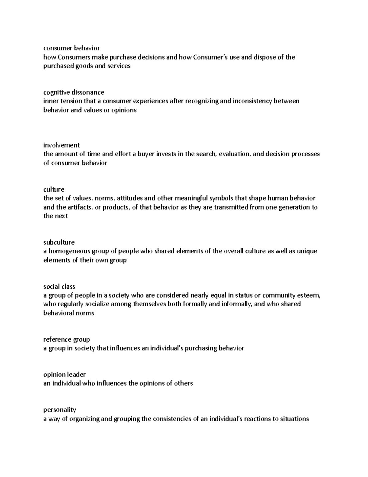 MKT 202 Chapter 2: Key Concepts in Consumer Behavior - Studocu