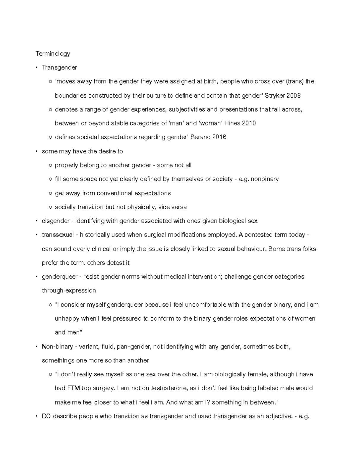 Week 3 Lecture Notes: Understanding Transgender Terminology and ...