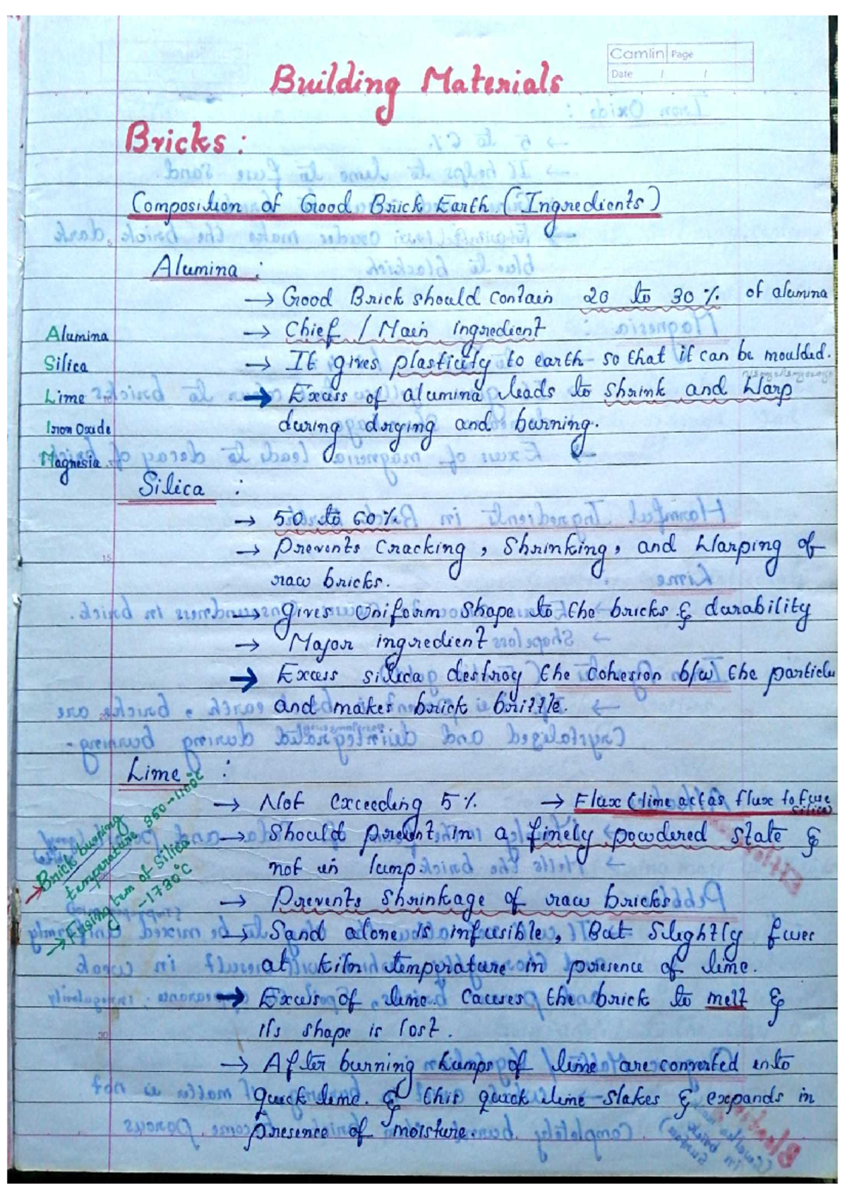 Construction and building material (Brick) - Civil engineering notes ...