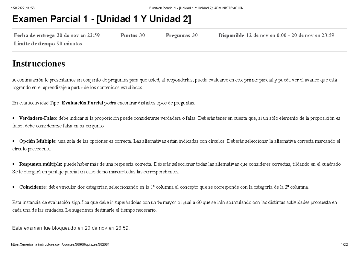 Examen Parcial 1 - Unidad 1 y 2 ADMINISTRACION I - Studocu