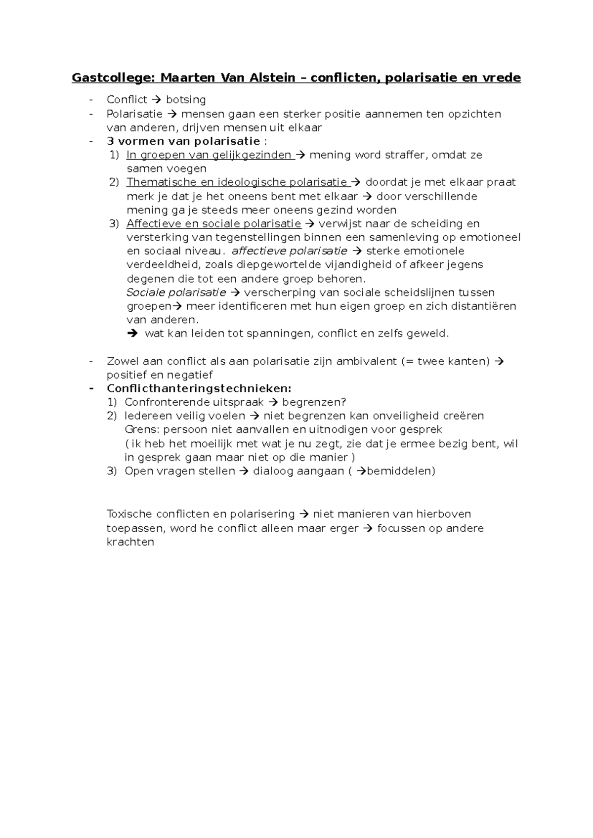 Gastcollege MA-Conflict: Polarisatie & Vrede met Maarten Van Alstein ...