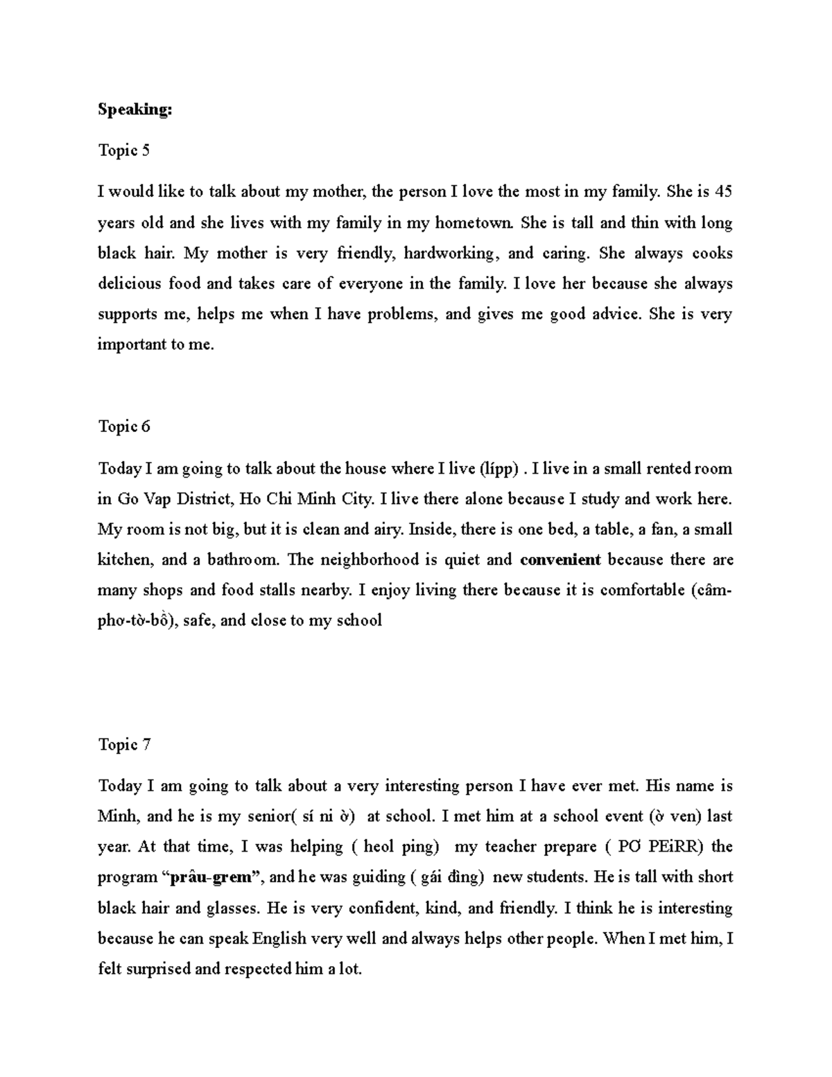 Speaking: Personal Reflections and Experiences on Family and Life - Studocu