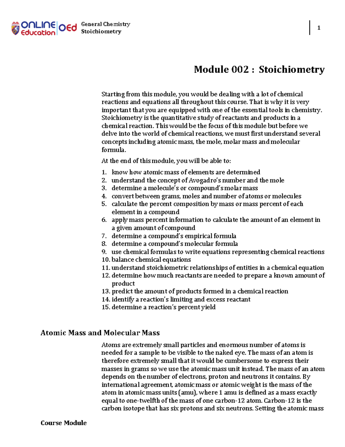 Gen. Chem (Stoichiometry) 2 - General Chemistry Stoichiometry 1 Course ...