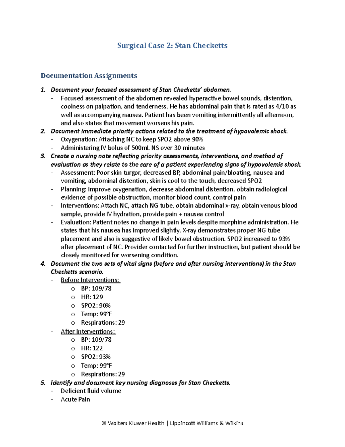 MS1 Surgical Case Study on Stan Checketts: Assessment & Reflection ...