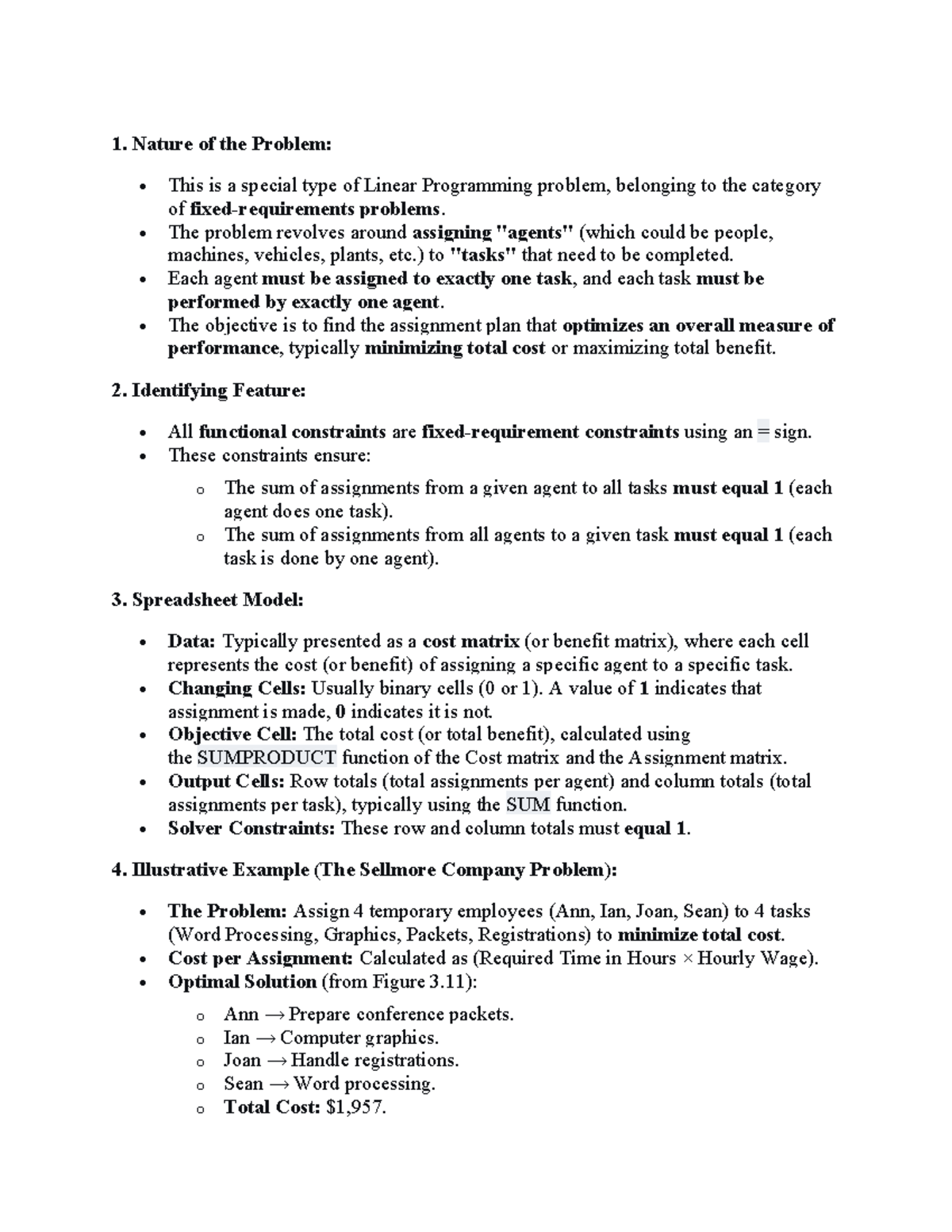 Linear Programming Assignment Problem Overview (Course Code: LP101 ...