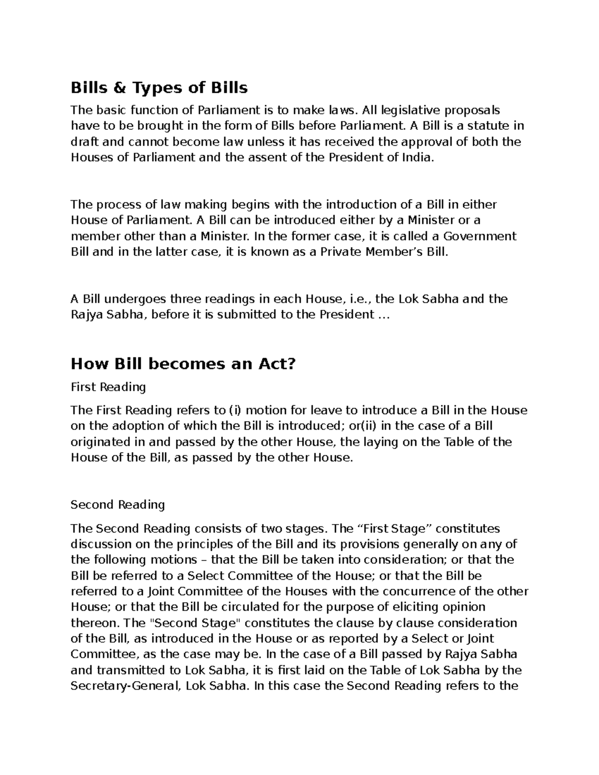 Types Of Bill Law