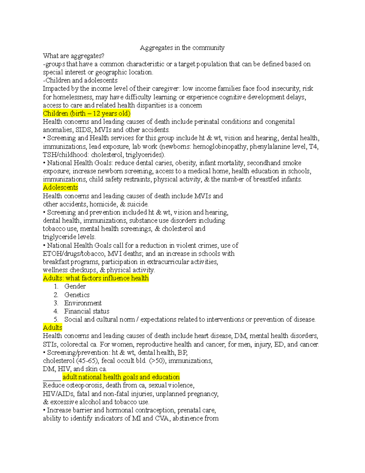 Aggregates in Community Health: Focus on Children, Adolescents & Adults ...