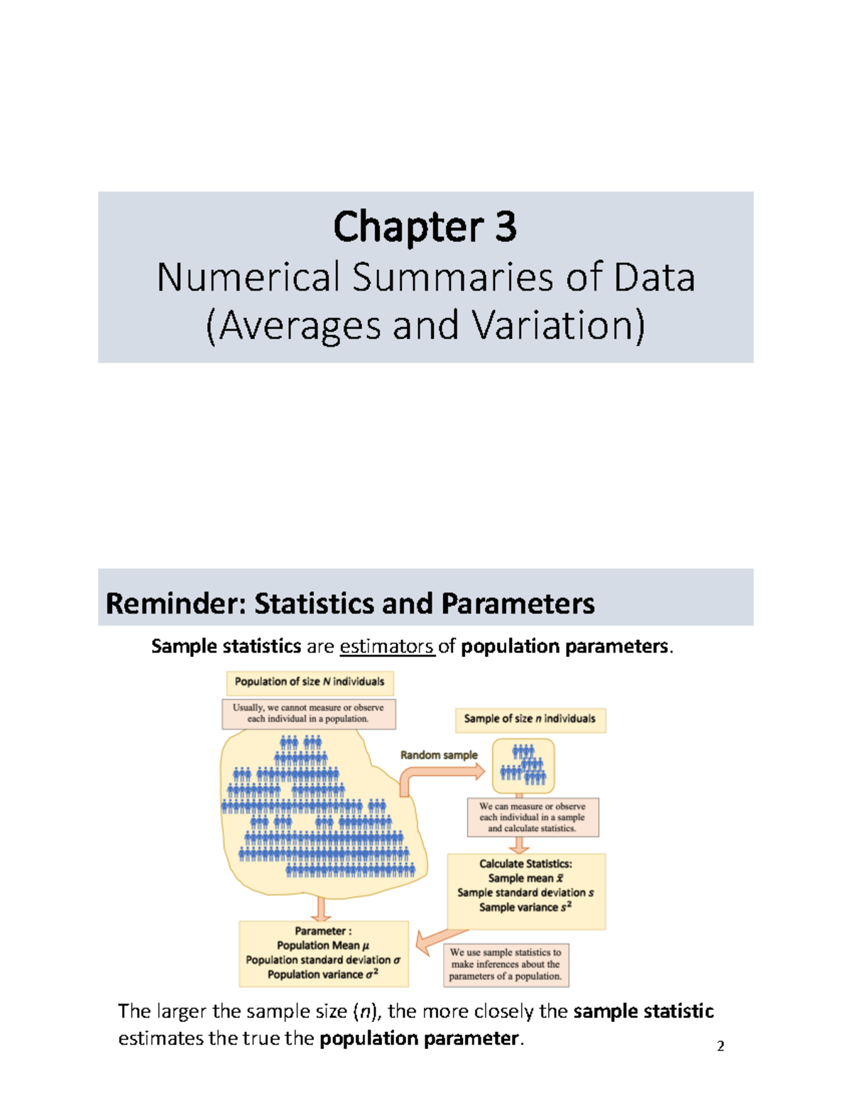 Ch 3 Class Notes: Numerical Summaries & Measures of Variation for Stat ...