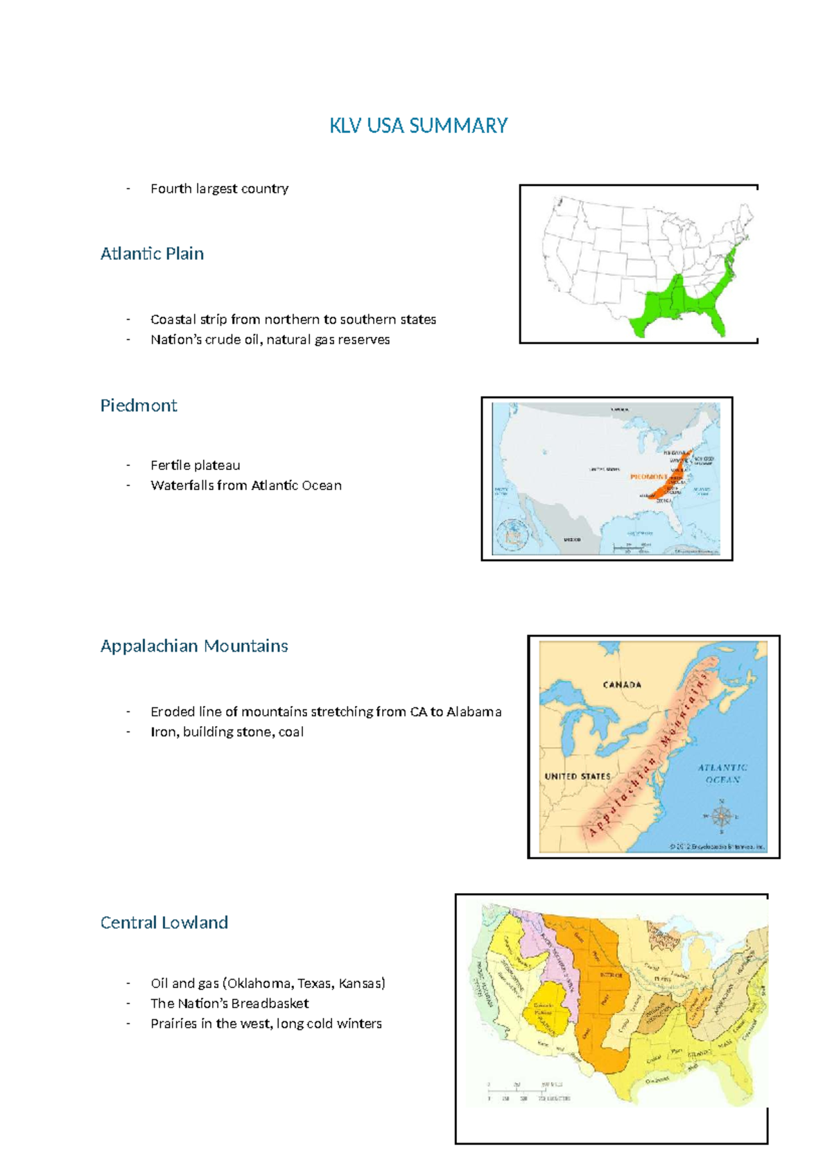 KLV USA Summary: Overview of Geography, History, and Culture - Studeersnel