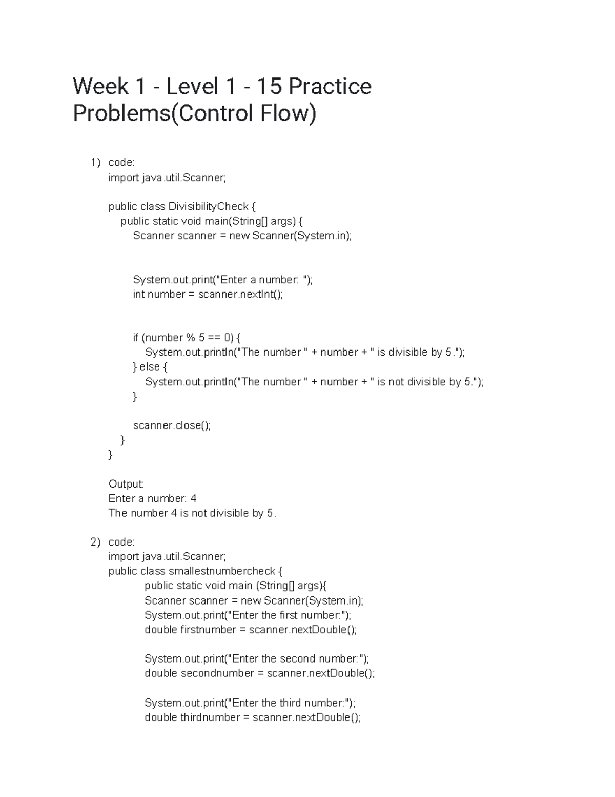 Saran V - Week 1 - Level 1 - 15 Practice Problems (Control Flow ...