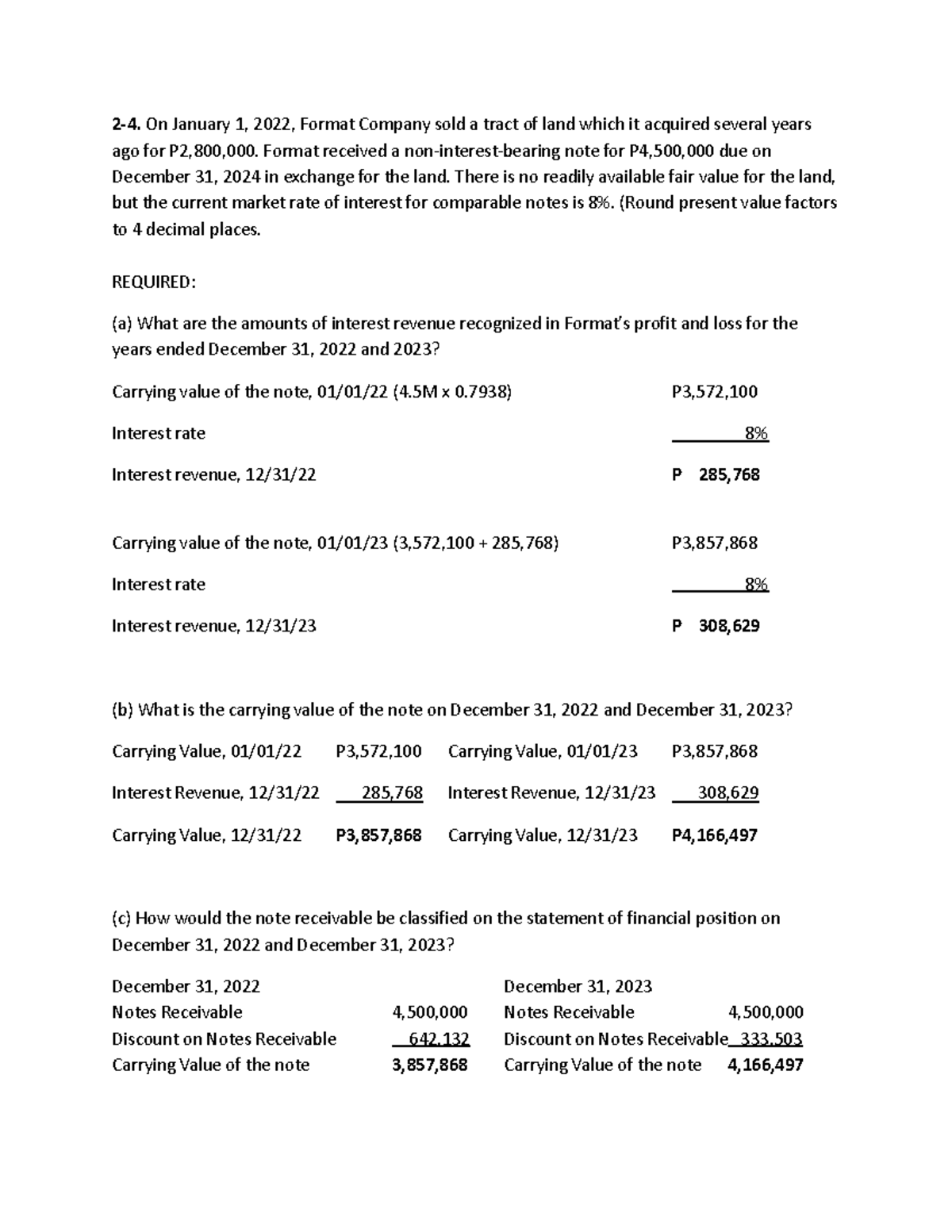 IA1 - 2-4 Answer: Interest Revenue & Note Valuation Analysis - Studocu