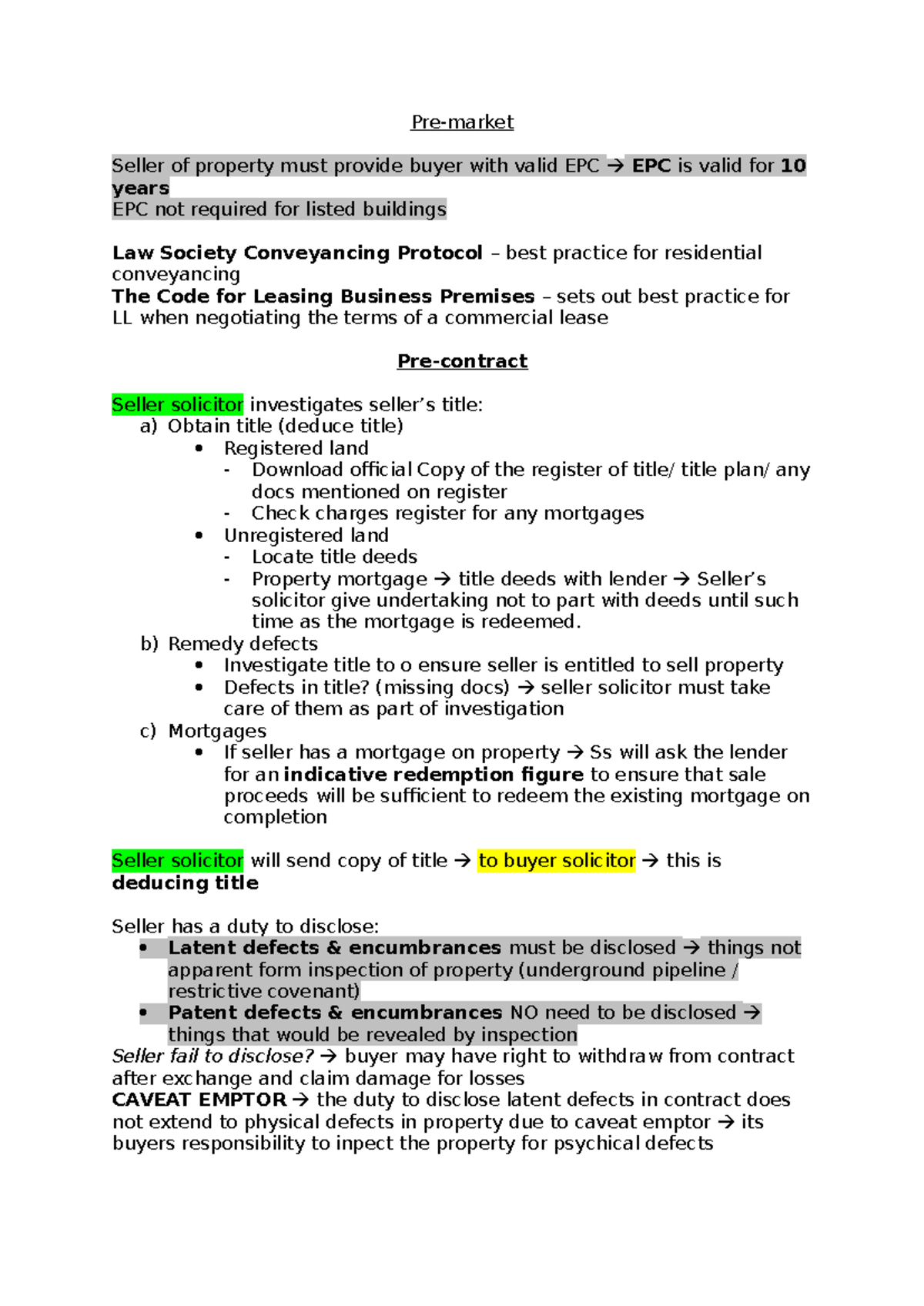 Property Notes: Best Practices in Residential Conveyancing (LAW 101 ...