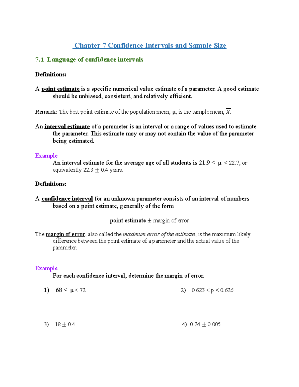 Chapter 7.1: Understanding Confidence Intervals and Margin of Error ...
