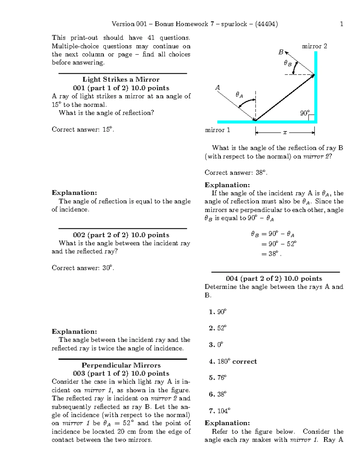 Physics 101: Homework 7 - Concave and Convex Mirrors & Lenses - Studocu