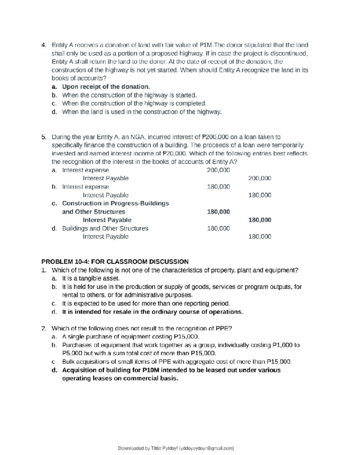 ACC888 59 - Multiple Choice Problems on Asset Acquisition & Exchange ...