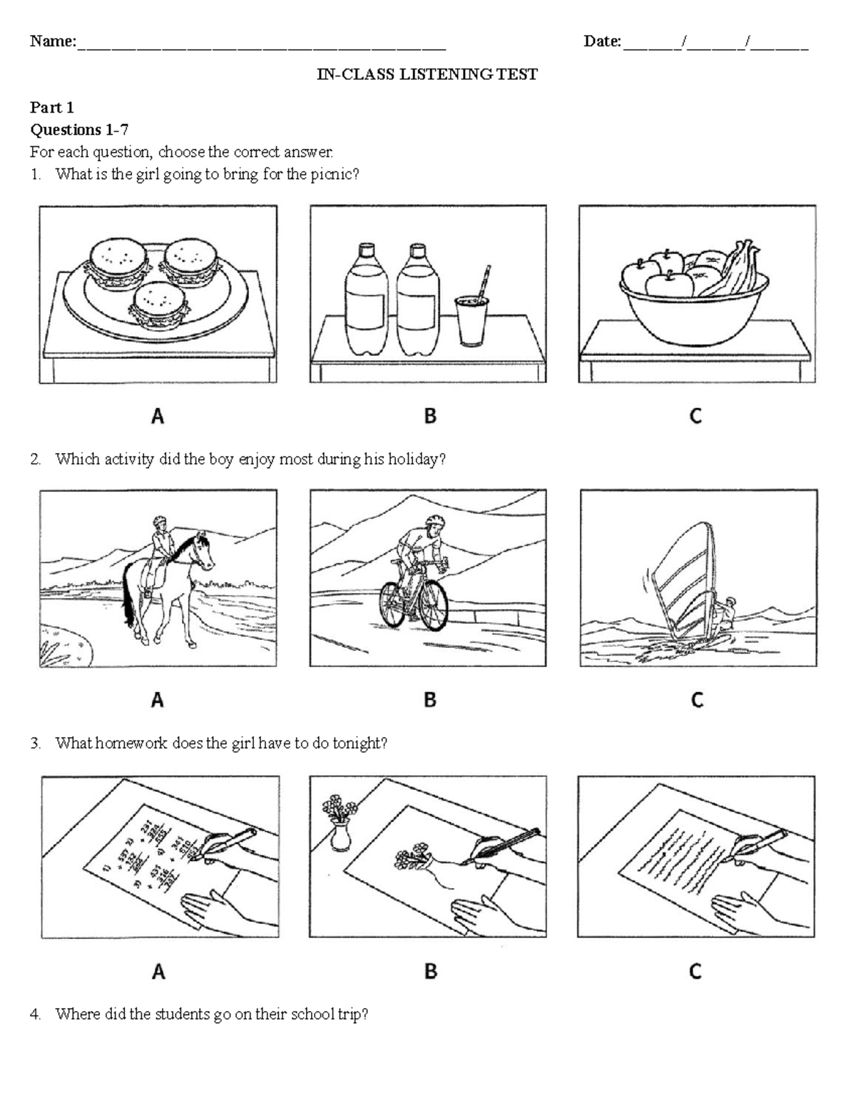 PET 1 - Listening Test Practice Questions and Answers - Studocu
