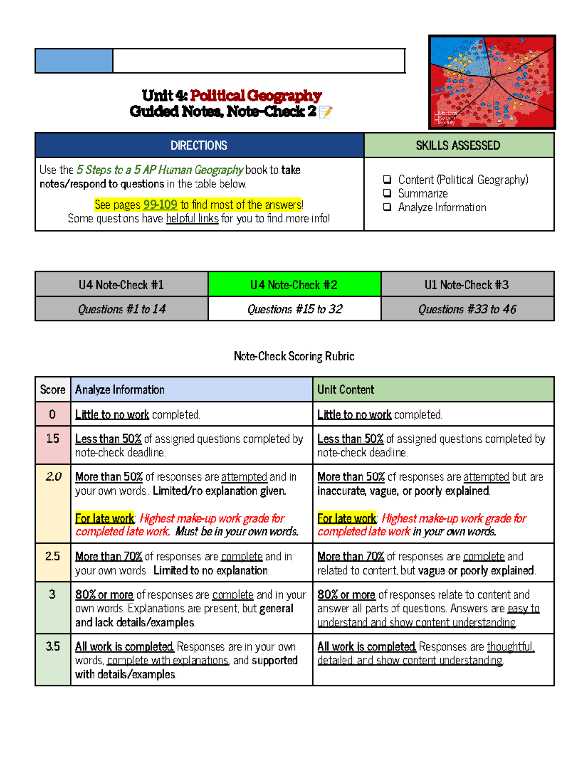 Note-Check 2 - APHG Unit 4 Guided Notes: Political Geography Insights ...