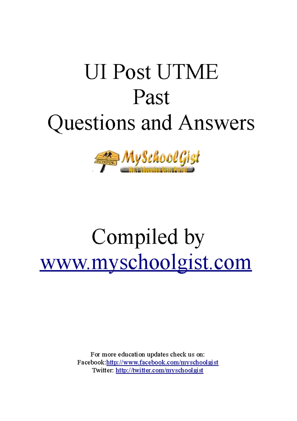 UI Post UTME Practice Questions & Answers: Use of English - Studocu