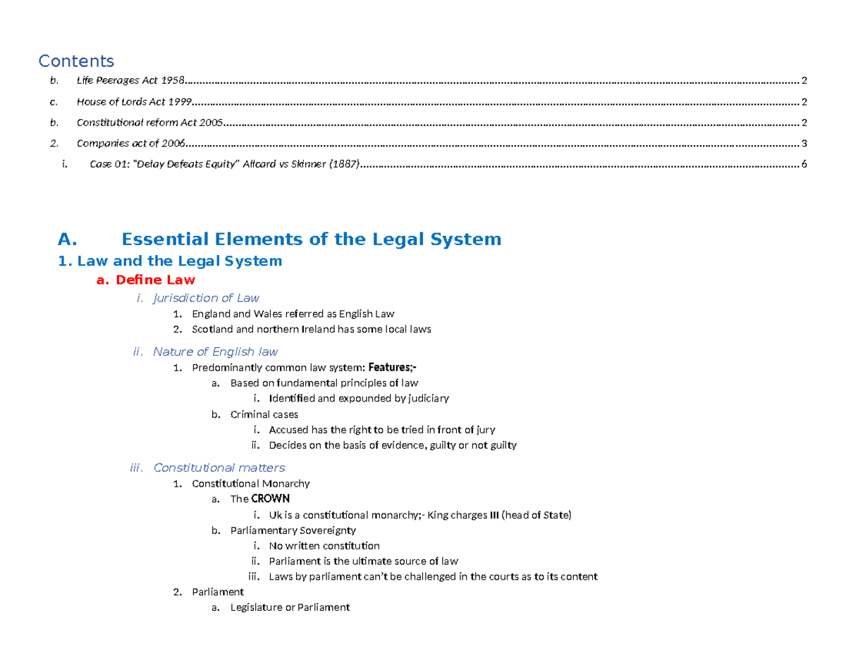 F-4 Notes on Legal System and Constitutional Law (LW-Eng) - Studocu