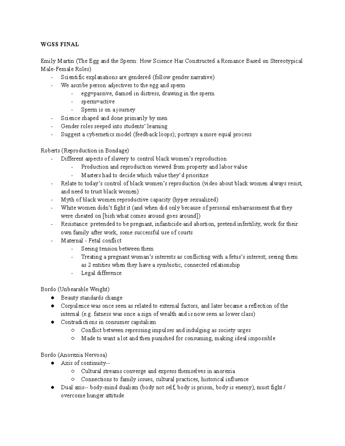 WGSS Final Study Guide: Exploring Gender Narratives & Control Dynamics ...