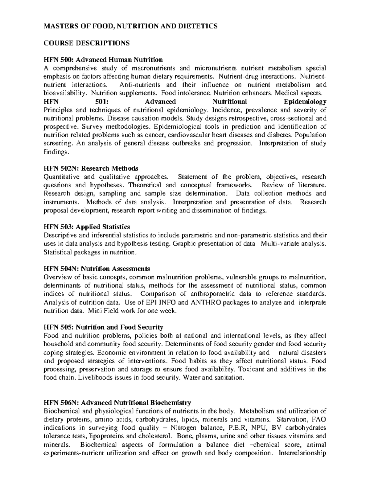 Masters OF FOOD Nutrition AND Dietetics - MASTERS OF FOOD, NUTRITION ...
