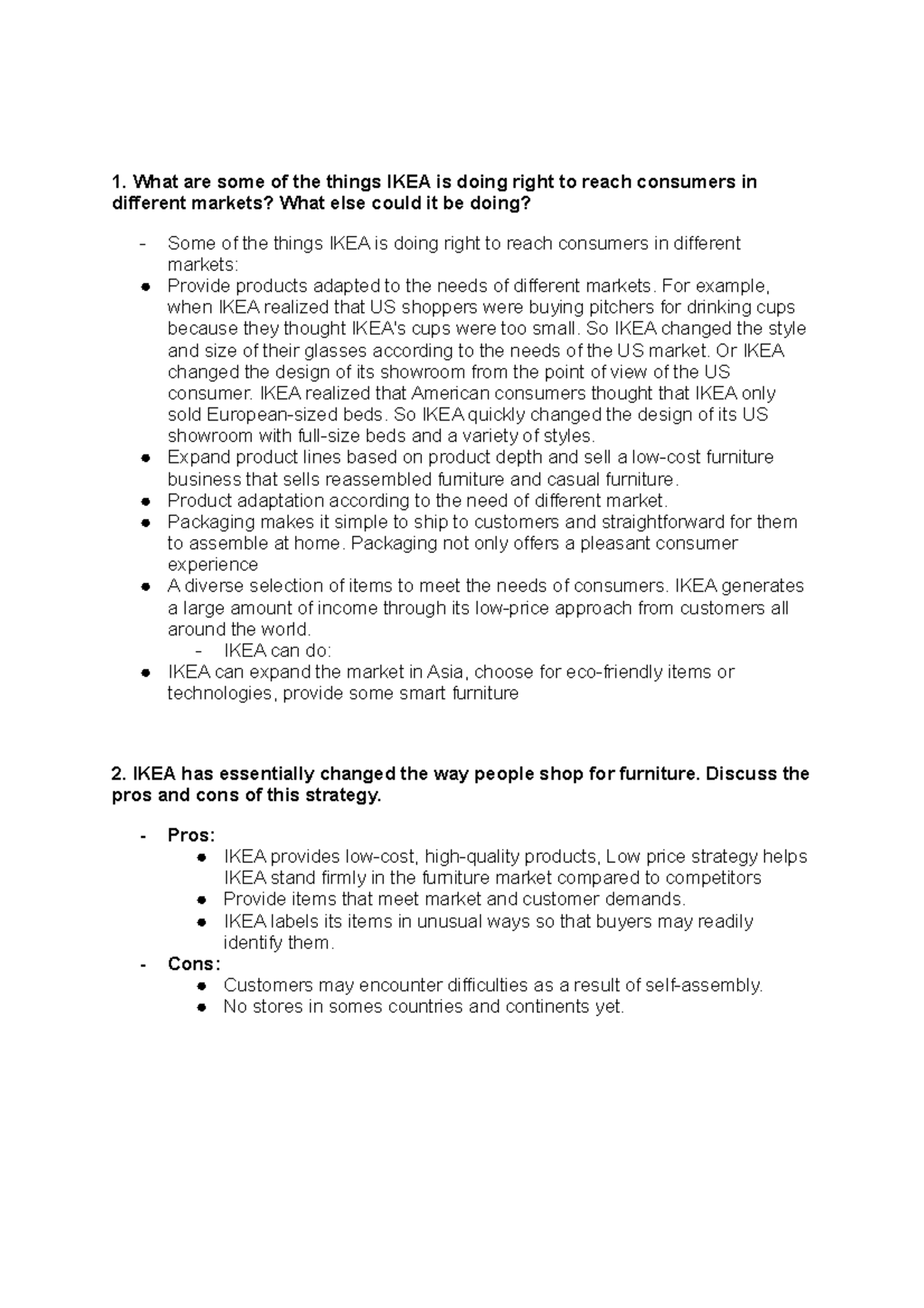 Group 3 Case Study: IKEA's Market Strategies and Consumer Reach - Studocu