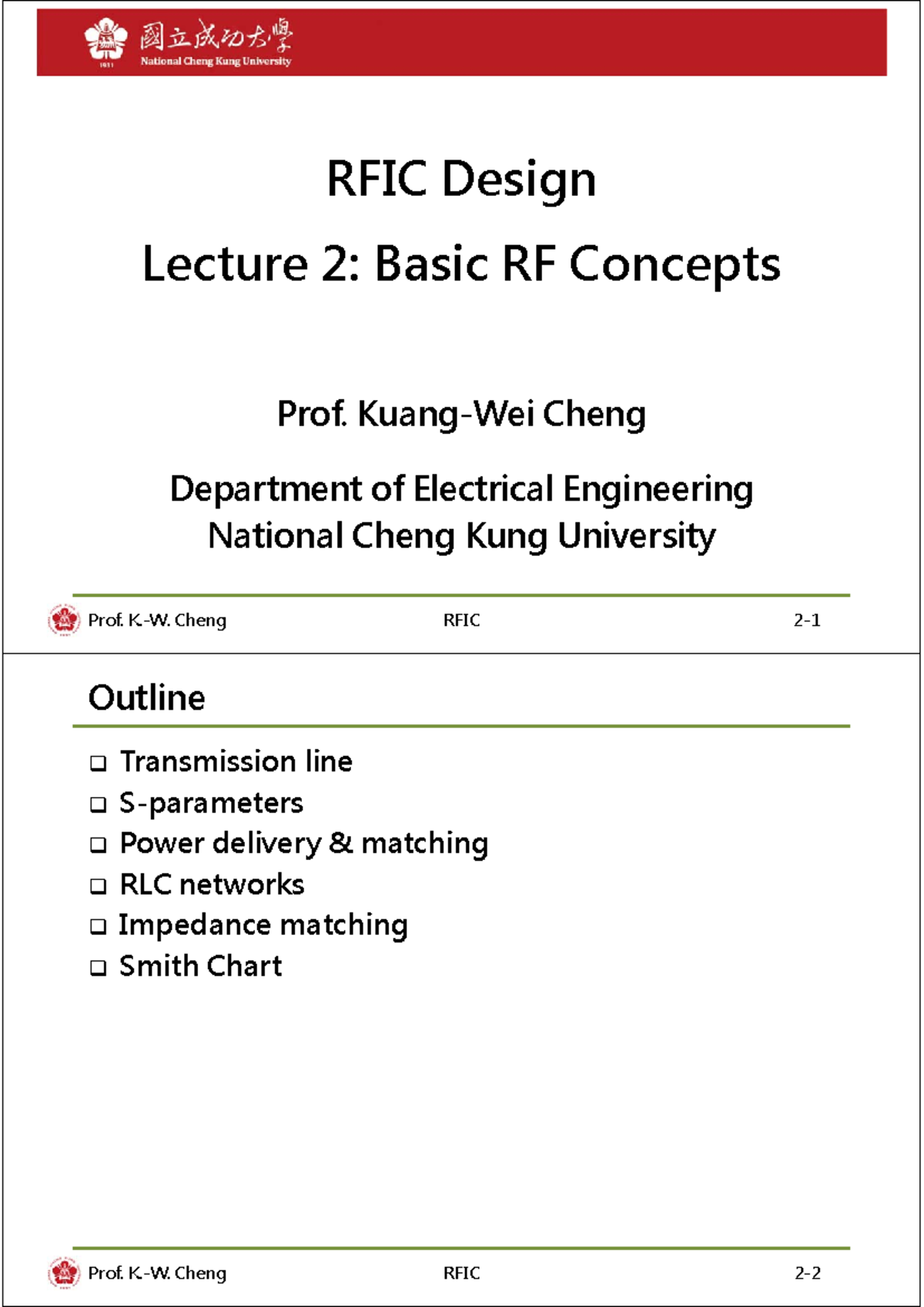 RFIC 2020F L2 Lecture Notes: Understanding Basic RF Concepts - Studocu