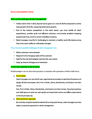 Retail Management Notes 1 - RETAIL MANAGEMENT NOTES; What is retail ...