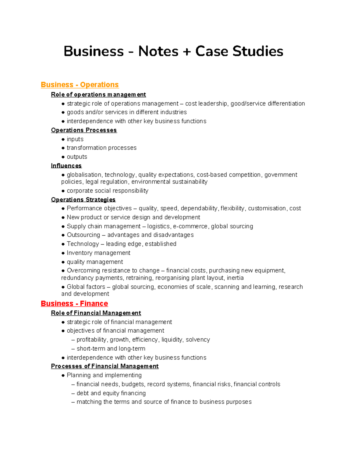 Business Operations & Finance Case Studies: Strategic Management ...