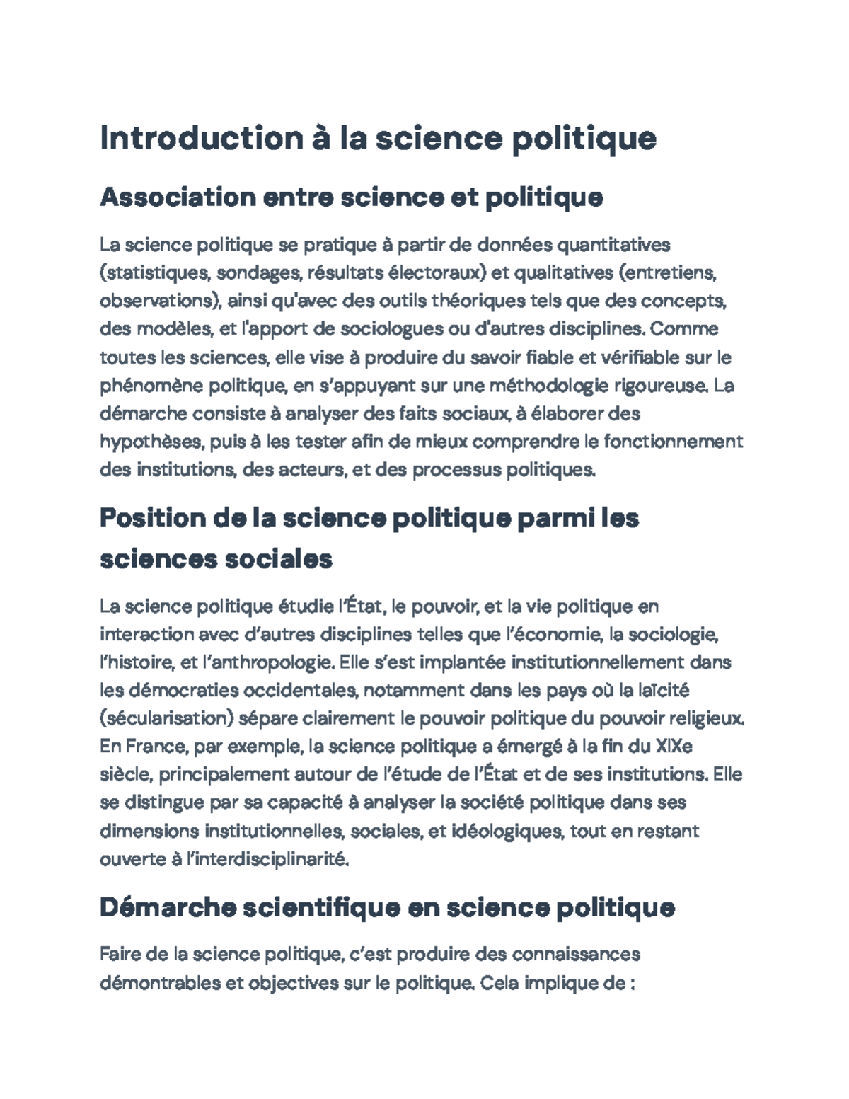 Introduction à la science politique : Concepts et Méthodologies (SP101 ...