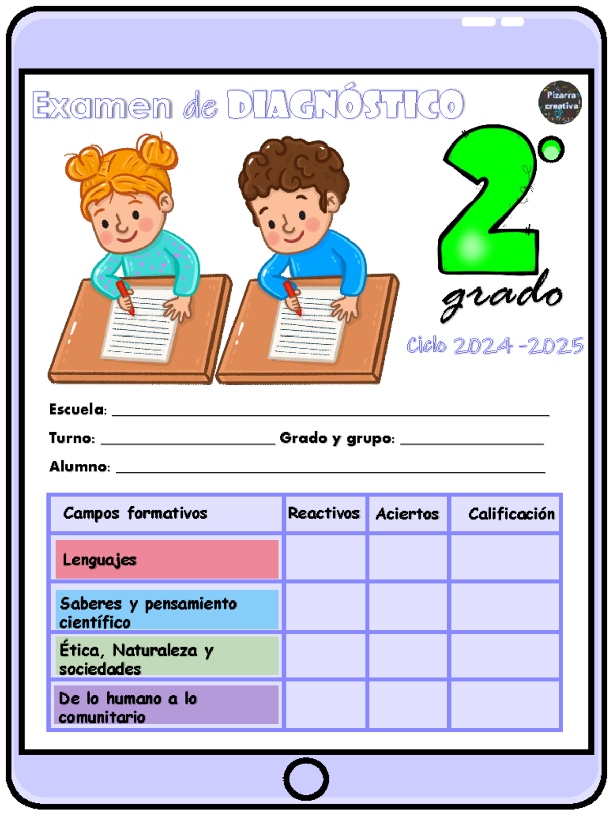 Examen Diagnostico Contestado Grado Campos Formativos Reactivos Aciertos Calificaci N