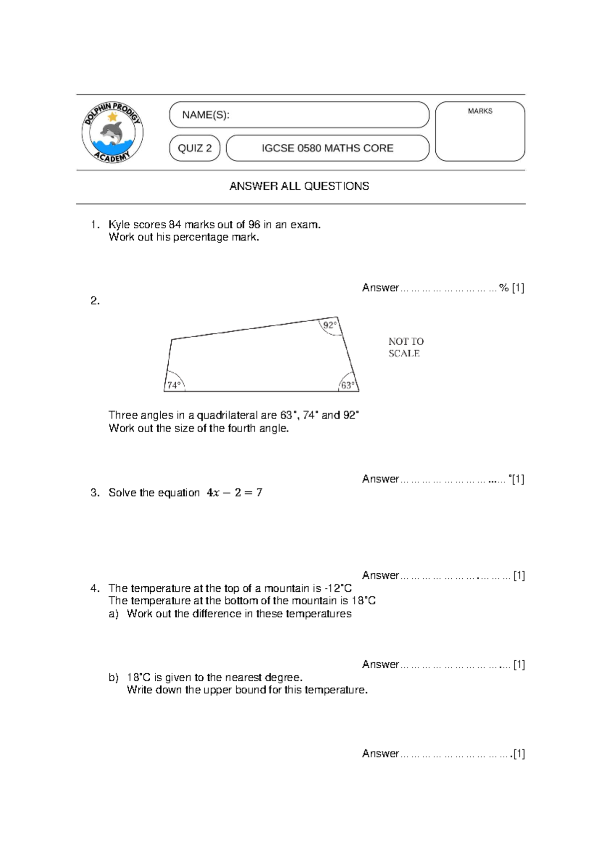 Quiz 2 Practice Material: Math Problems and Solutions - Studocu