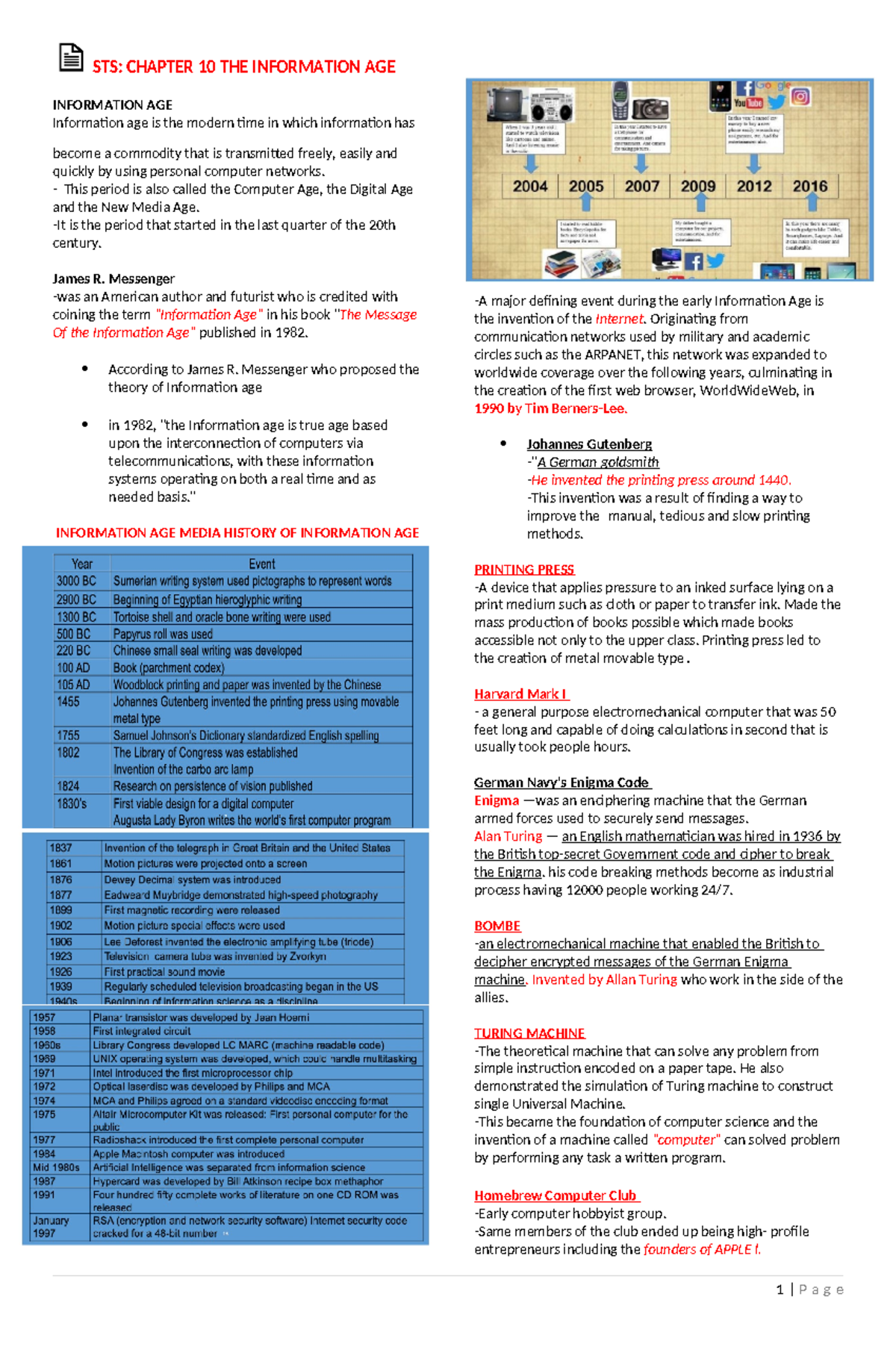 STS 10-11: Chapter 10 & 11 - The Information Age & Biodiversity Impact ...