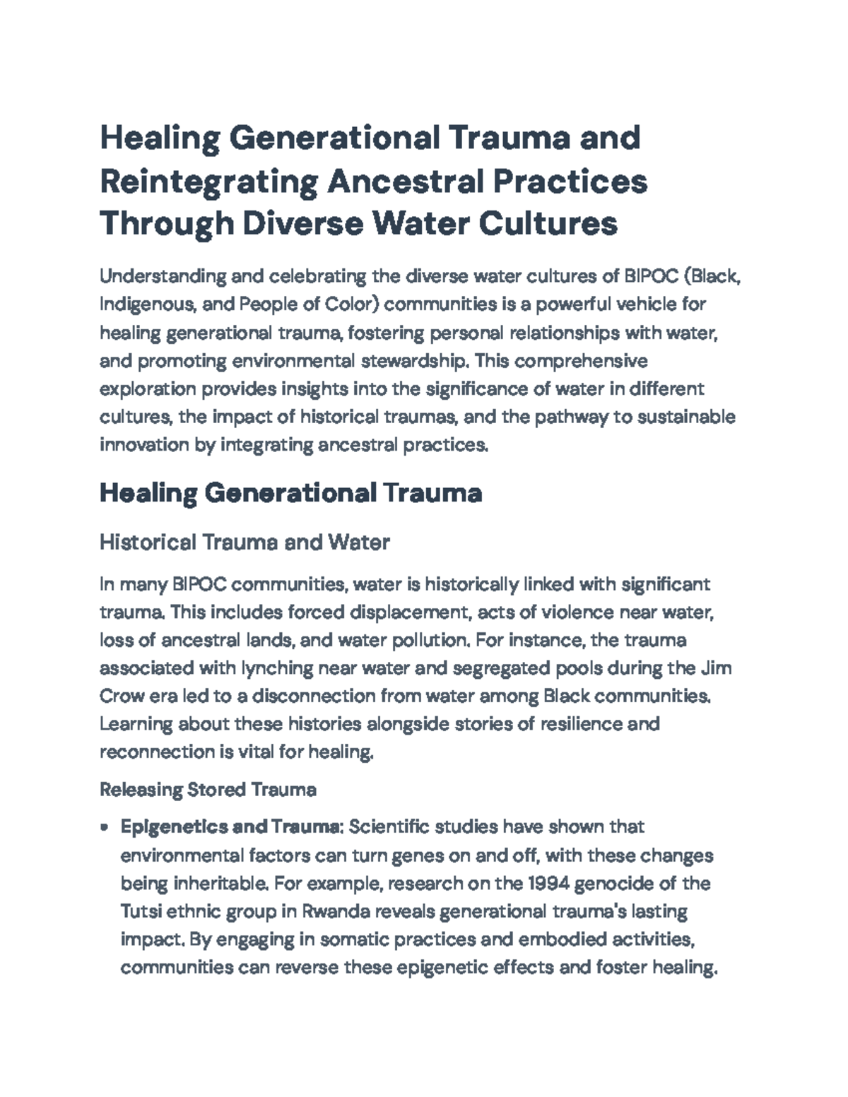Healing Generational Trauma: Water Cultures & Ancestral Practices ...