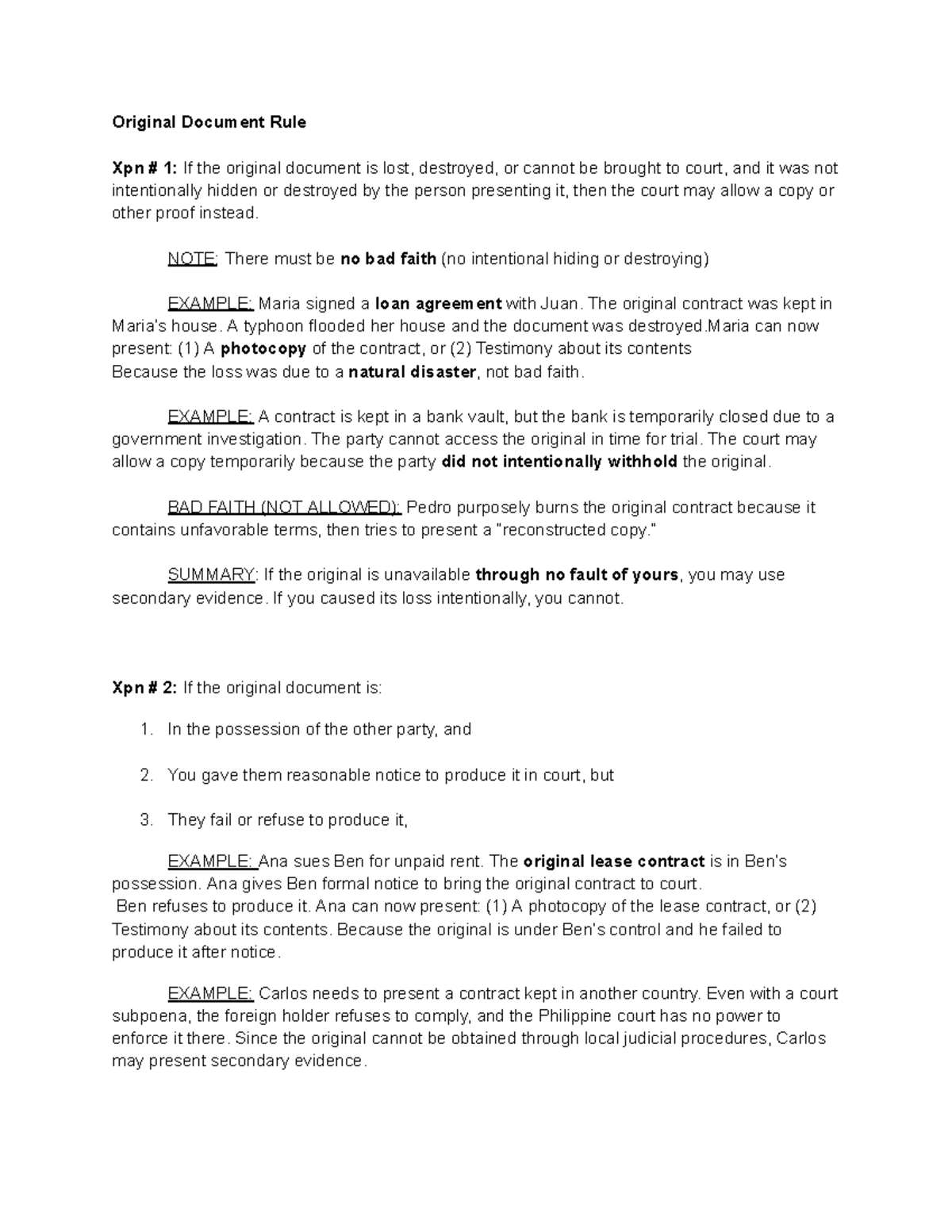 Original Document Rule Xpn: Understanding Secondary Evidence and ...