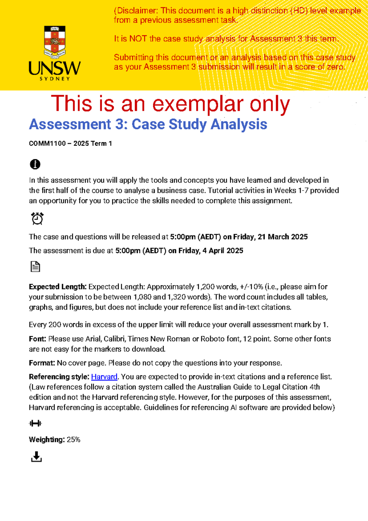 Assessment 3 Exemplar: Case Study Analysis COMM1100 T1 2025 - Studocu