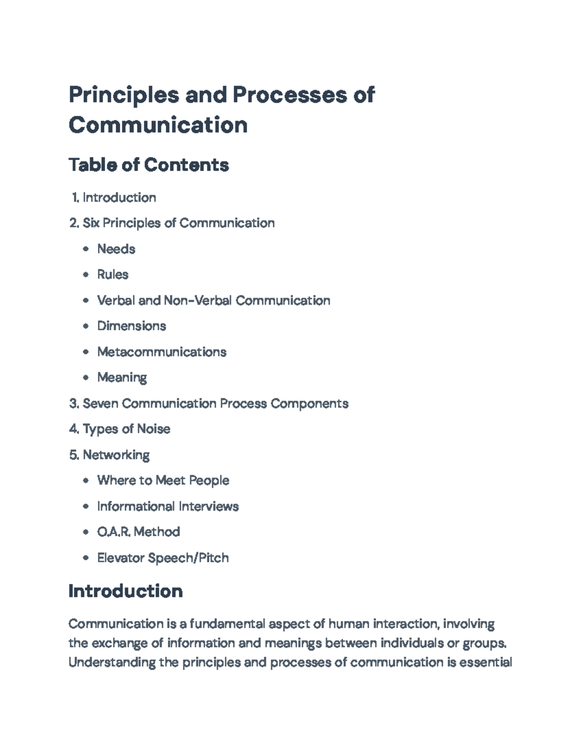 **Principles and Processes of Communication: A Comprehensive Overview ...