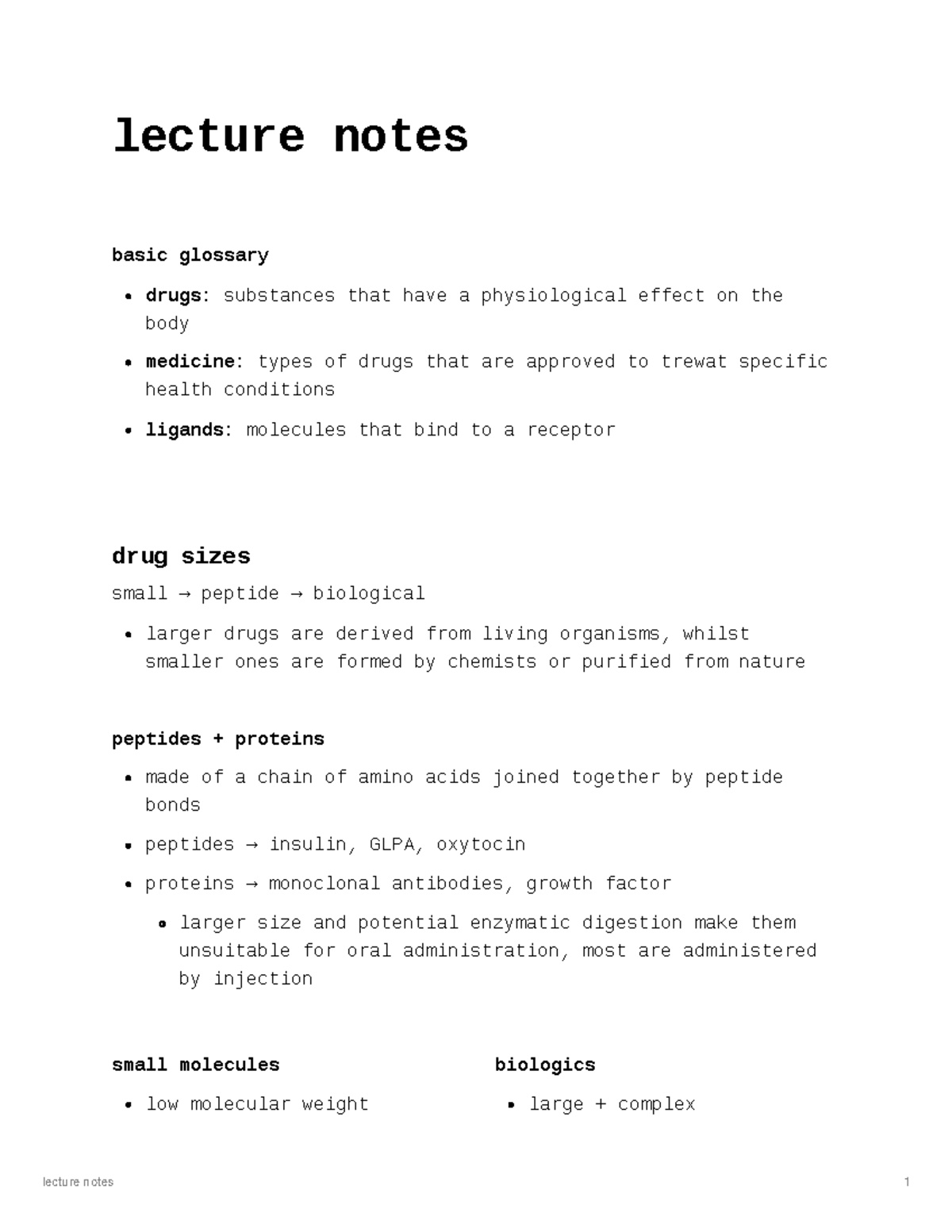 Pharm notes - good luck lol - lecture notes basic glossary drugs ...