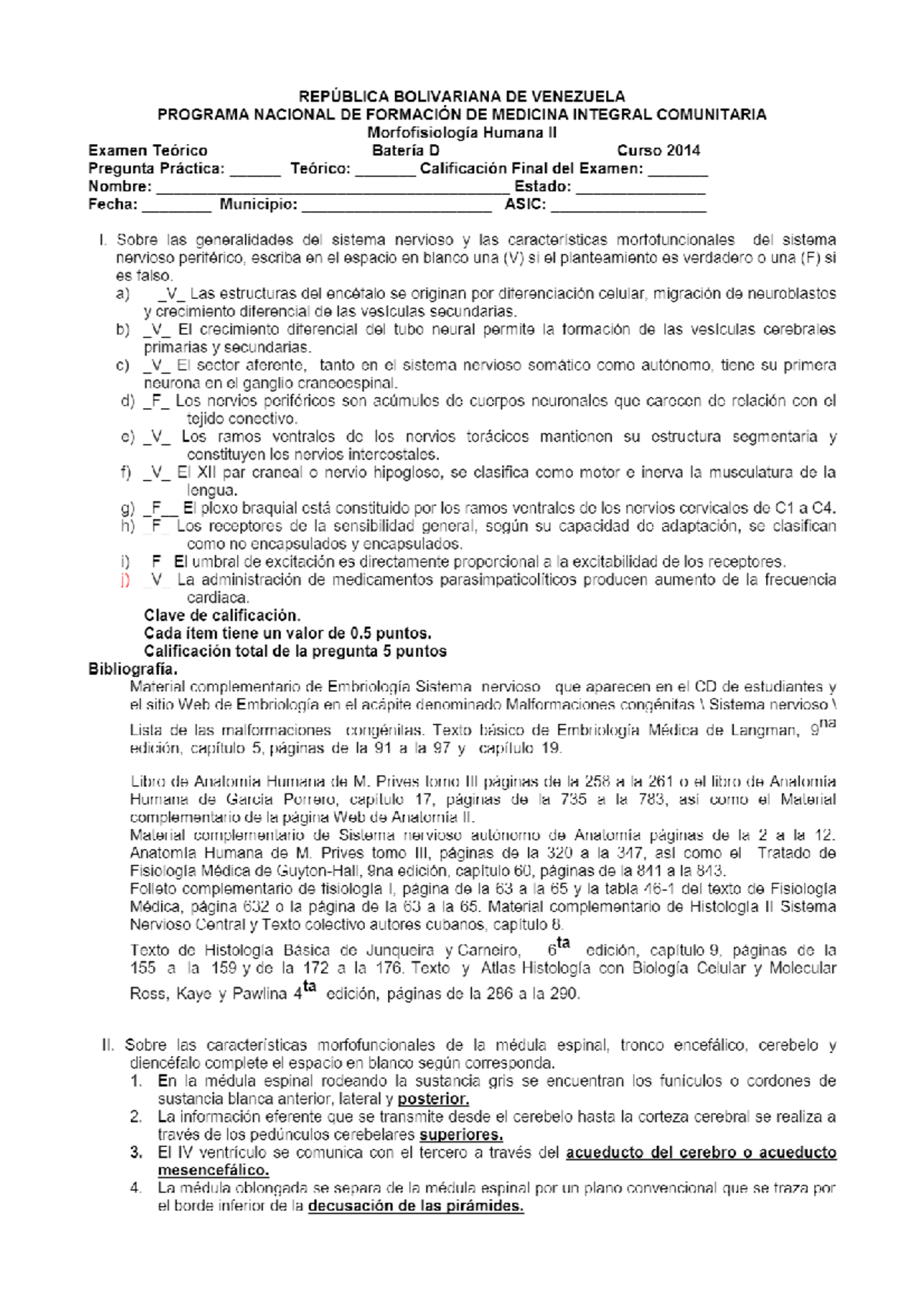 Examen Clave de Morfofisiología Humana II - Document Preview