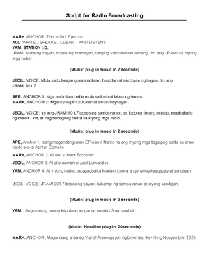 D333 - Math - Script for Radio Broadcasting ANCHOR: This is 901 (echo ...