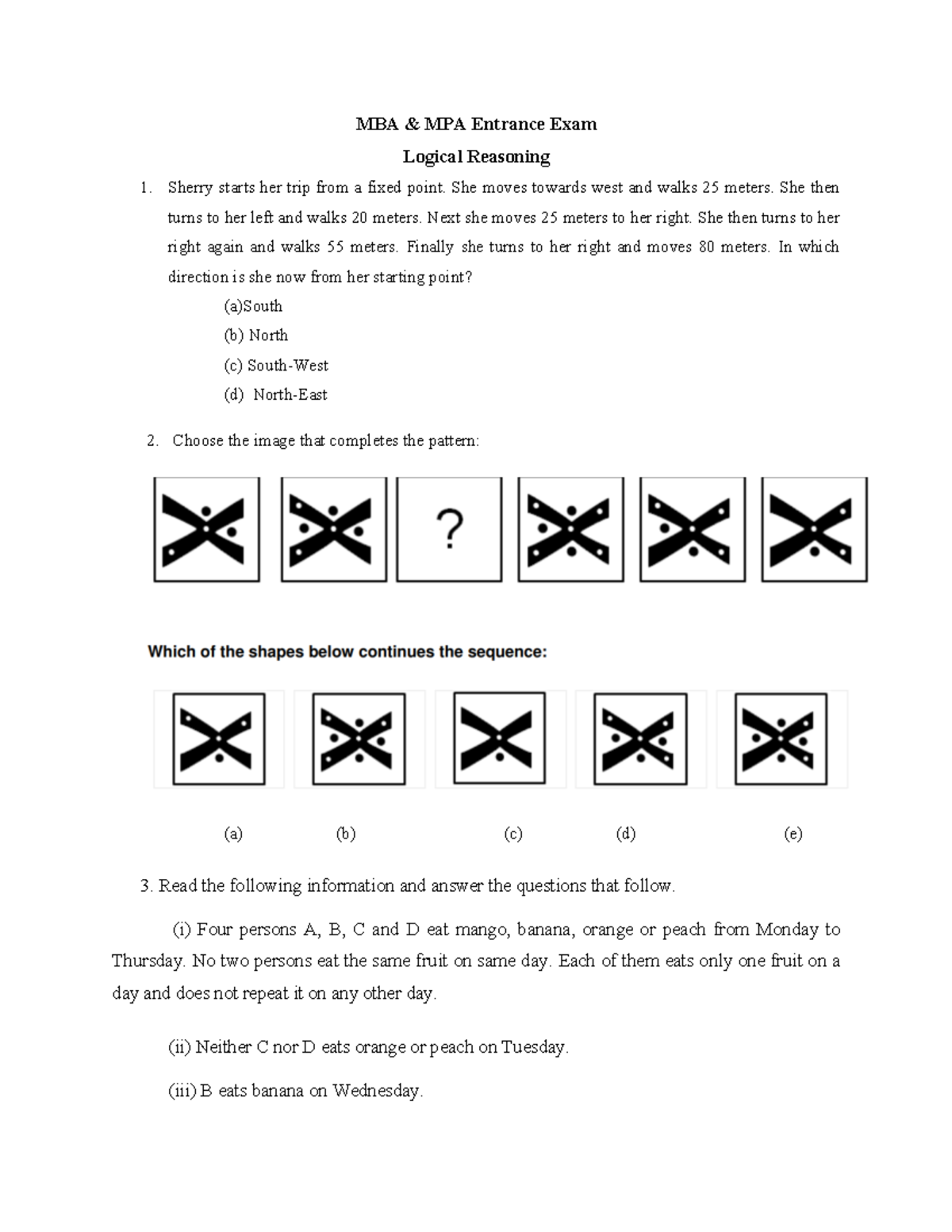 MBA MPA Entrance Exam Logical Reasoning - Sample Questions & Notes ...